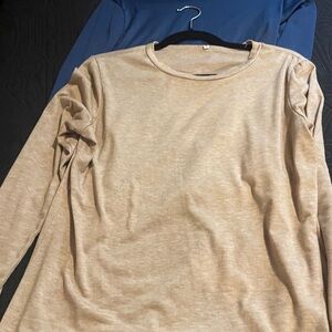 Two Long Sleeve Tops blue and tan